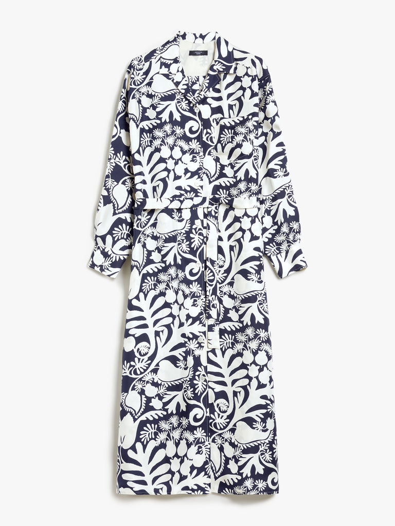 Printed silk shirt dress