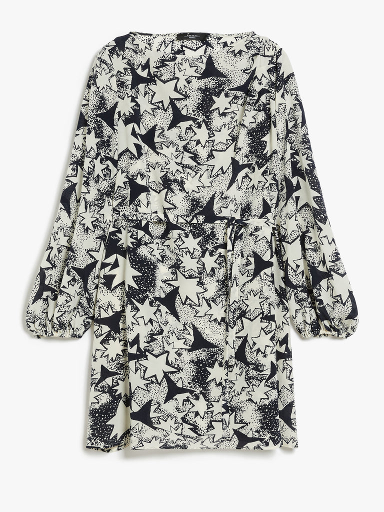 Printed crepe de chine dress