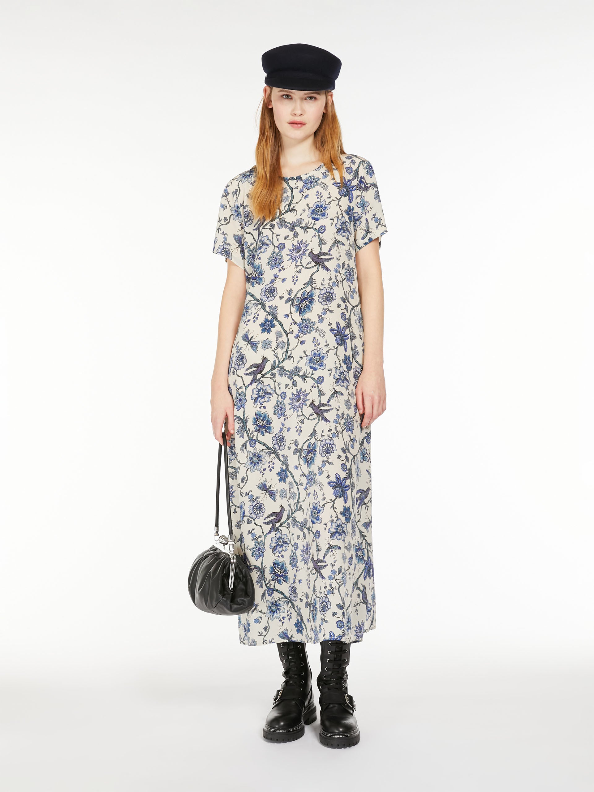 Printed silk T-shirt dress