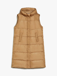 Long water-repellent taffeta gilet