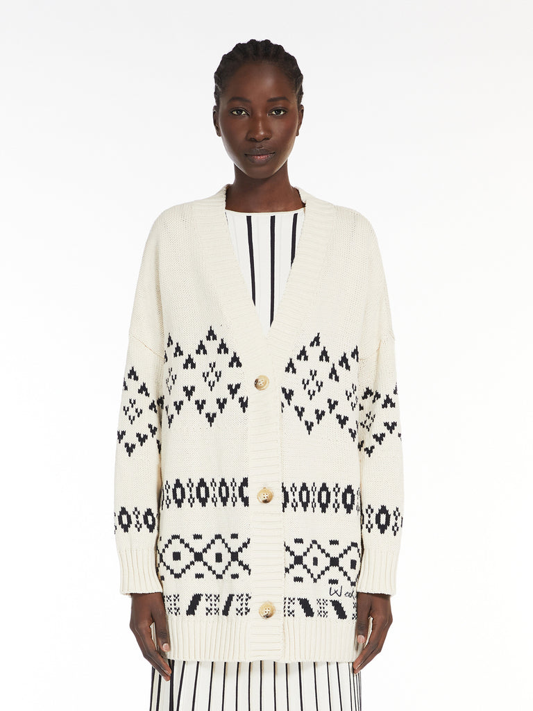 Oversized jacquard cotton cardigan