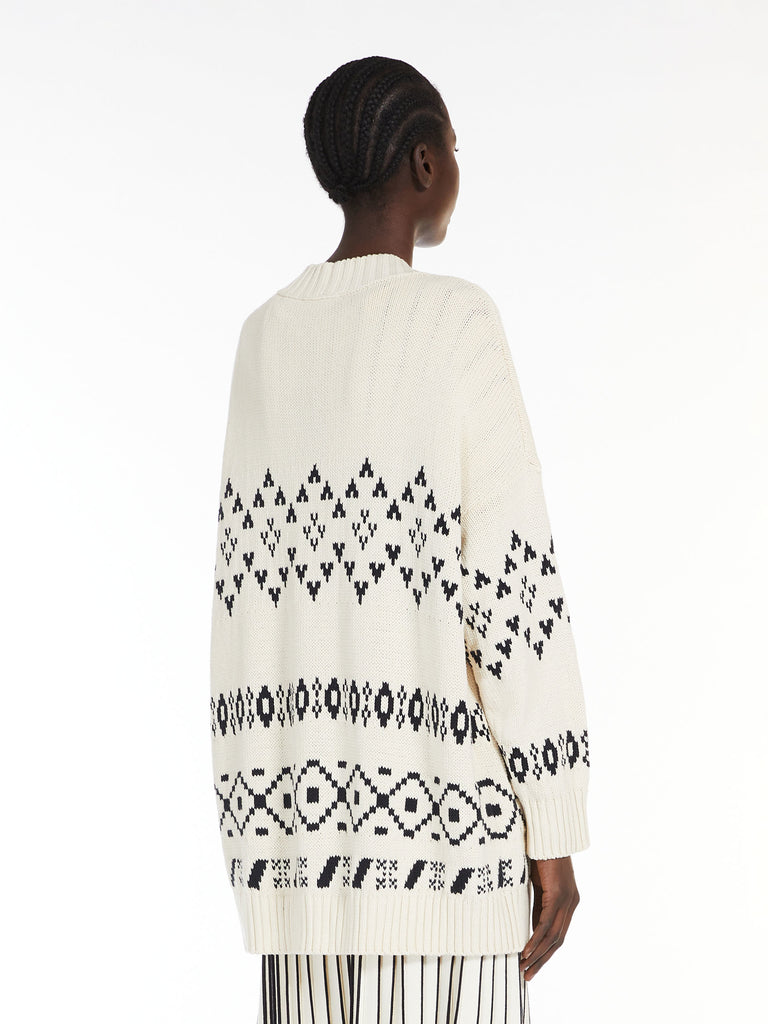 Oversized jacquard cotton cardigan