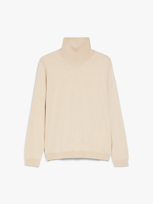 Silk and wool polo-neck sweater