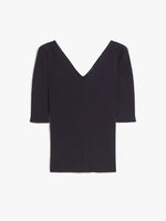 Rib-knit viscose V-neck sweater