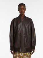 Oversized leather blouson jacket