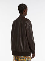 Oversized leather blouson jacket