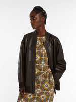 Oversized leather blouson jacket