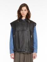 Oversized leather gilet