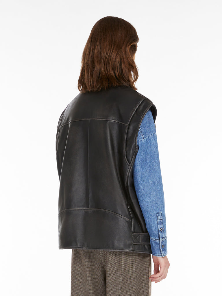 Oversized leather gilet