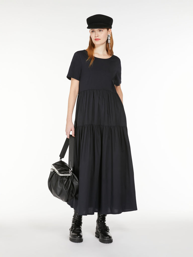 Long jersey and poplin dress