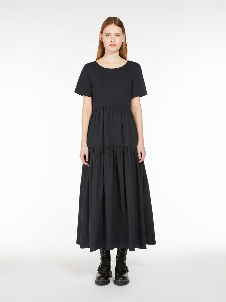 Long jersey and poplin dress