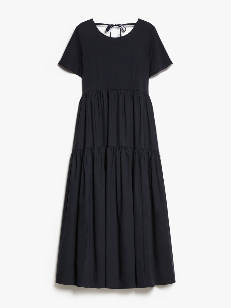 Long jersey and poplin dress