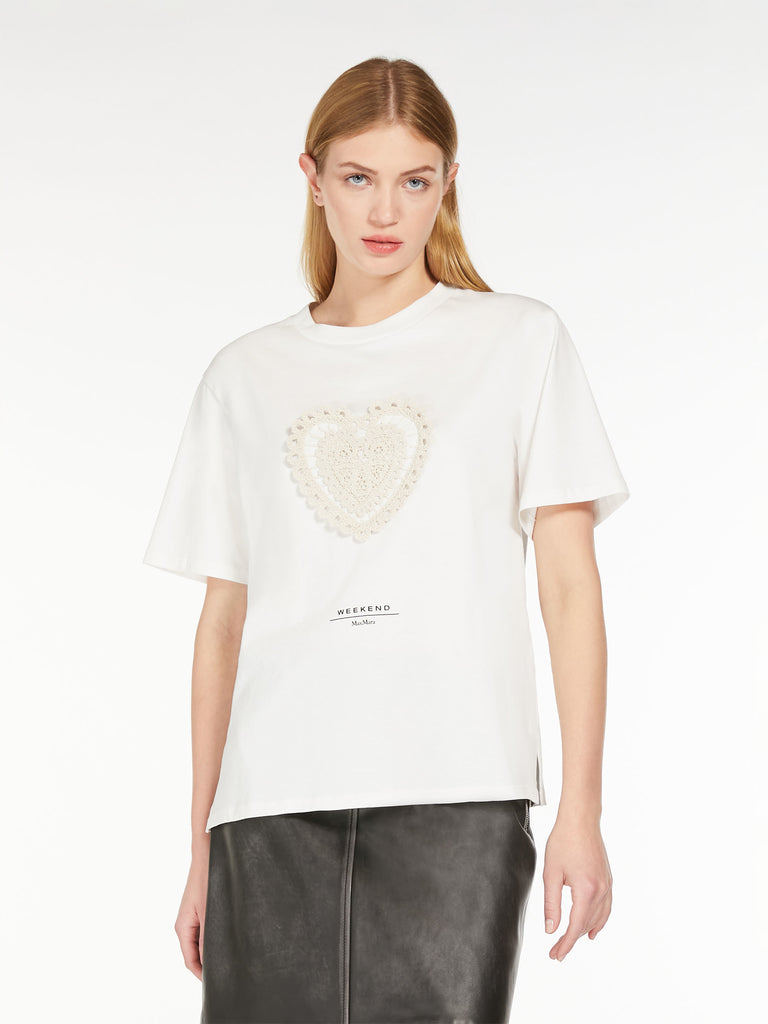 Cotton T-shirt with embroidered lettering detail