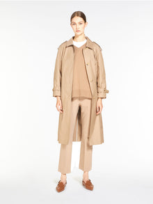 Long water-repellent trench coat