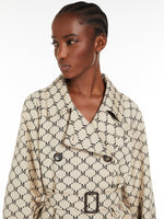 Double-breasted trench coat in water-repellent jacquard