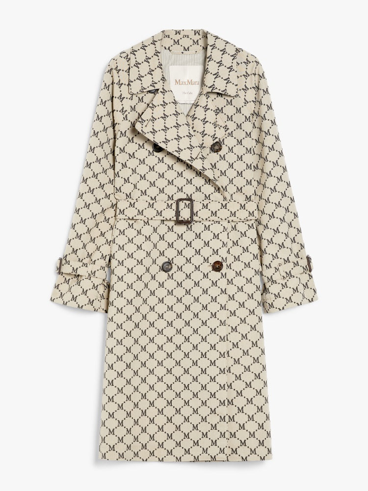 Double-breasted trench coat in water-repellent jacquard