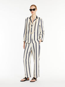 Striped linen and cotton jacket