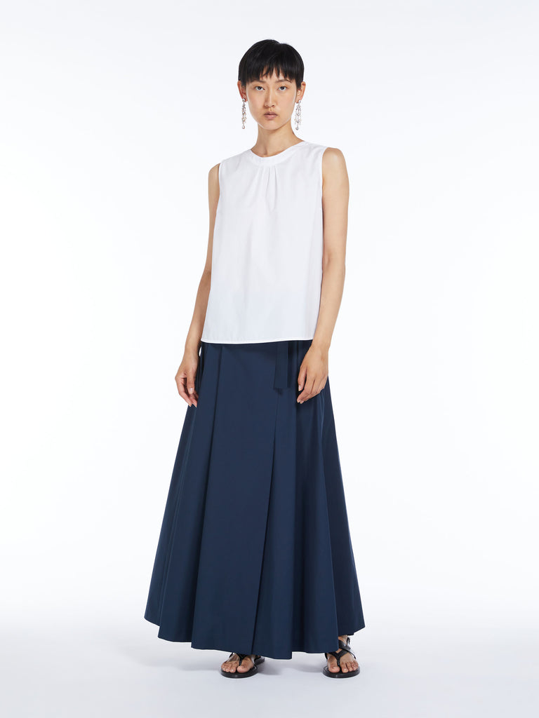 Pleated cotton poplin skirt