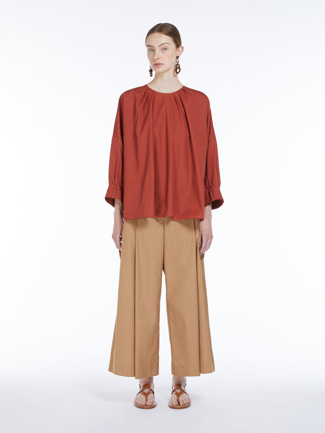 Wide-fit poplin trousers