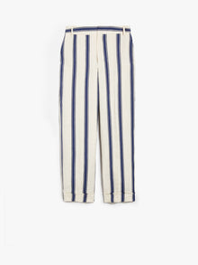 Wide-fit linen and cotton trousers