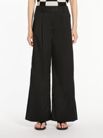 Pleated poplin trousers