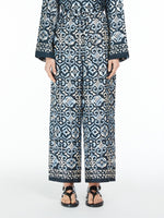 Wide-fit printed silk trousers