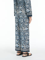 Wide-fit printed silk trousers