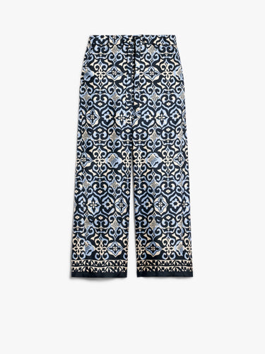 Wide-fit printed silk trousers