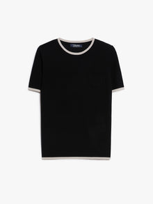 Crew-neck wool yarn T-shirt