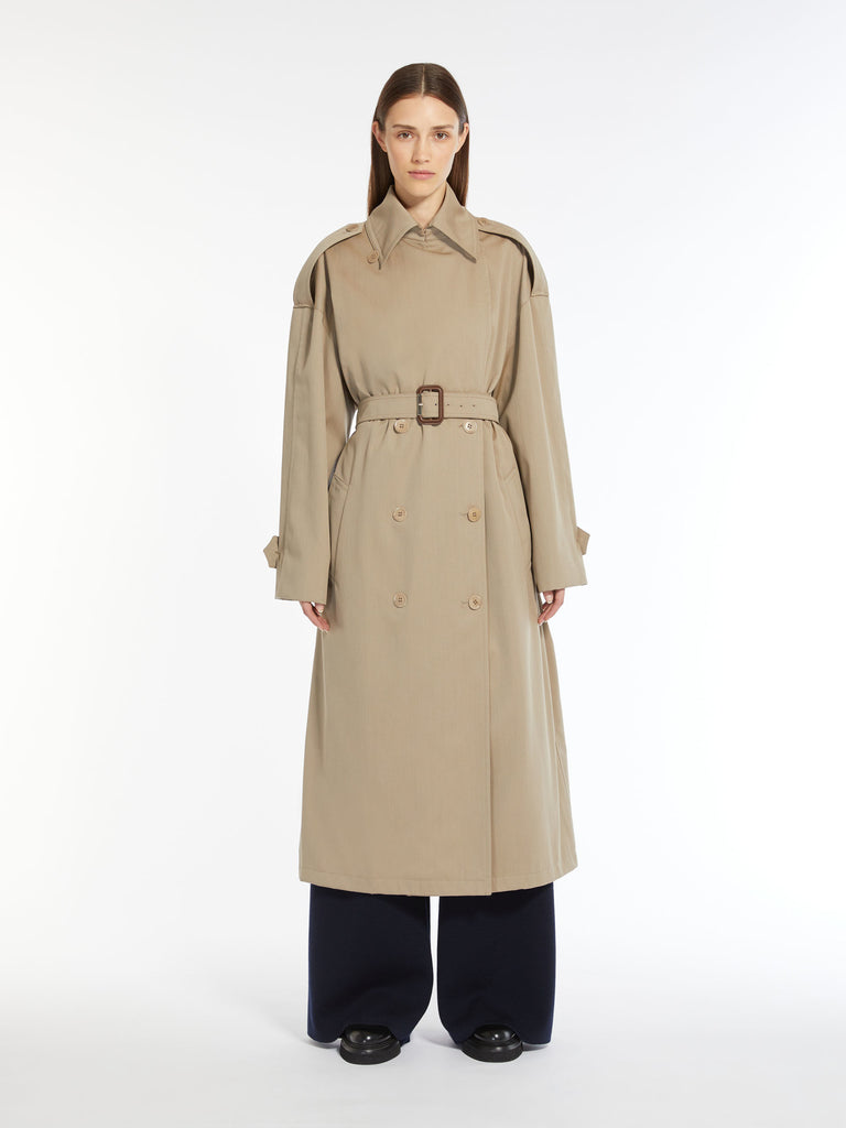 Oversize trench coat in water-resistant cotton and wool