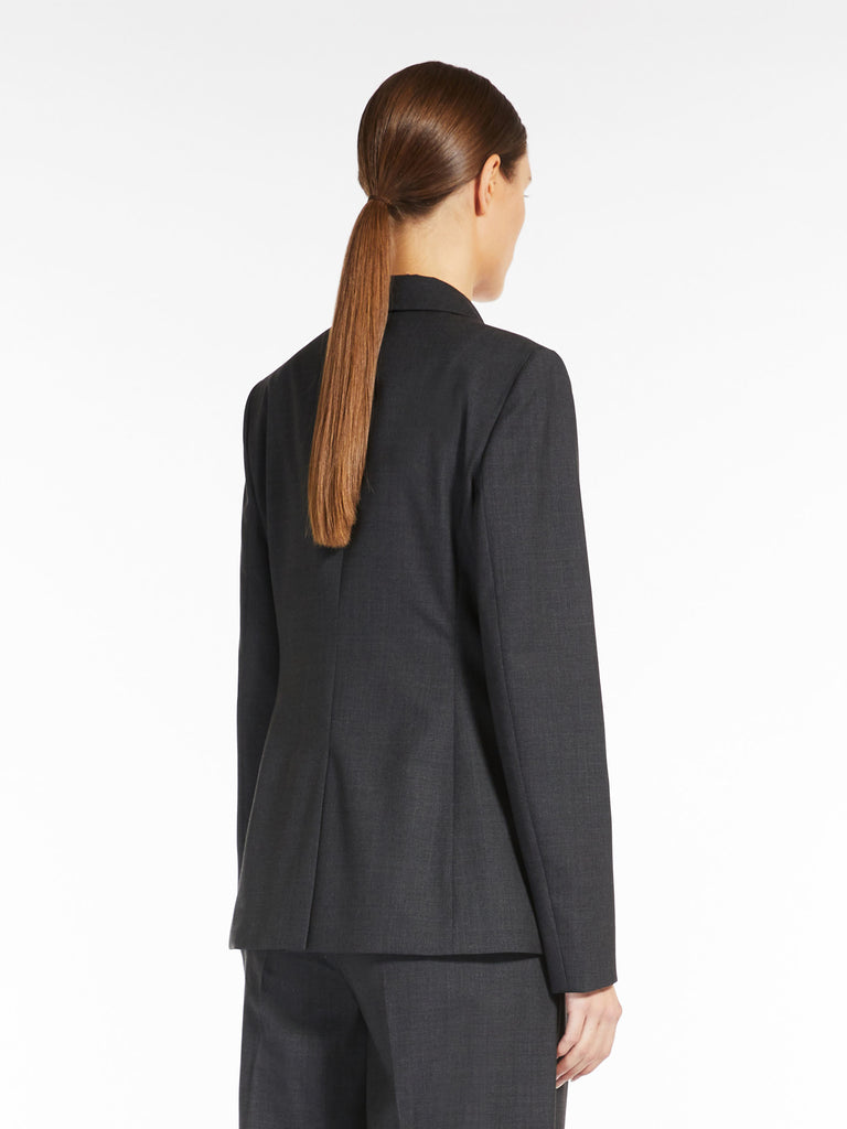 Double-breasted wool poplin blazer