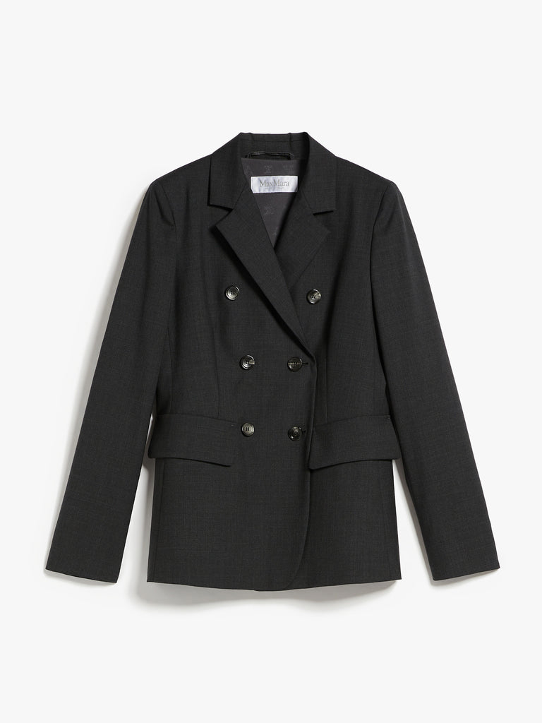 Double-breasted wool poplin blazer