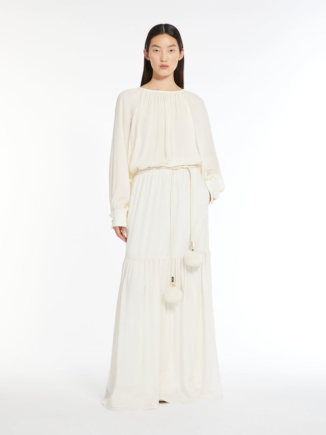 Long wool gauze skirt