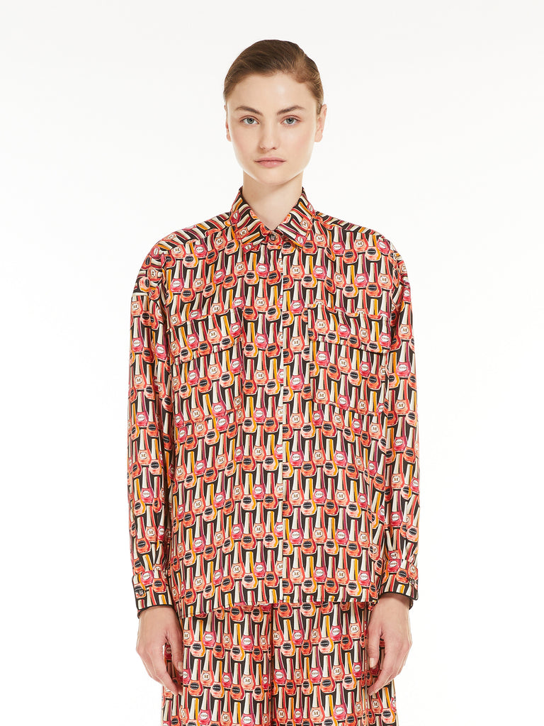 Printed silk twill shirt