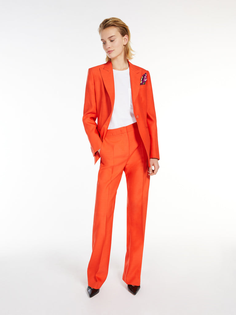 Wool and silk flared trousers