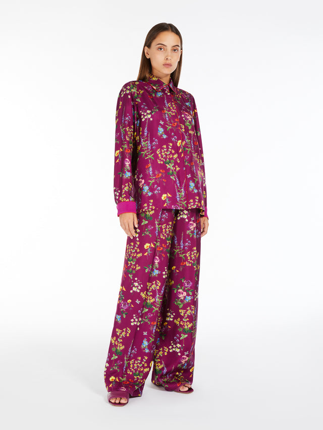 Printed silk pyjama-style trousers