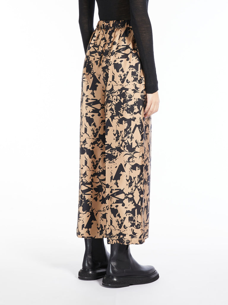 Wide, printed silk trousers