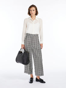 Printed silk cropped trousers