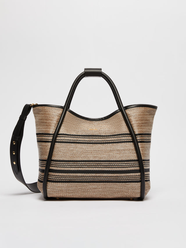 Jacquard raffia-effect fabric small Marine bag