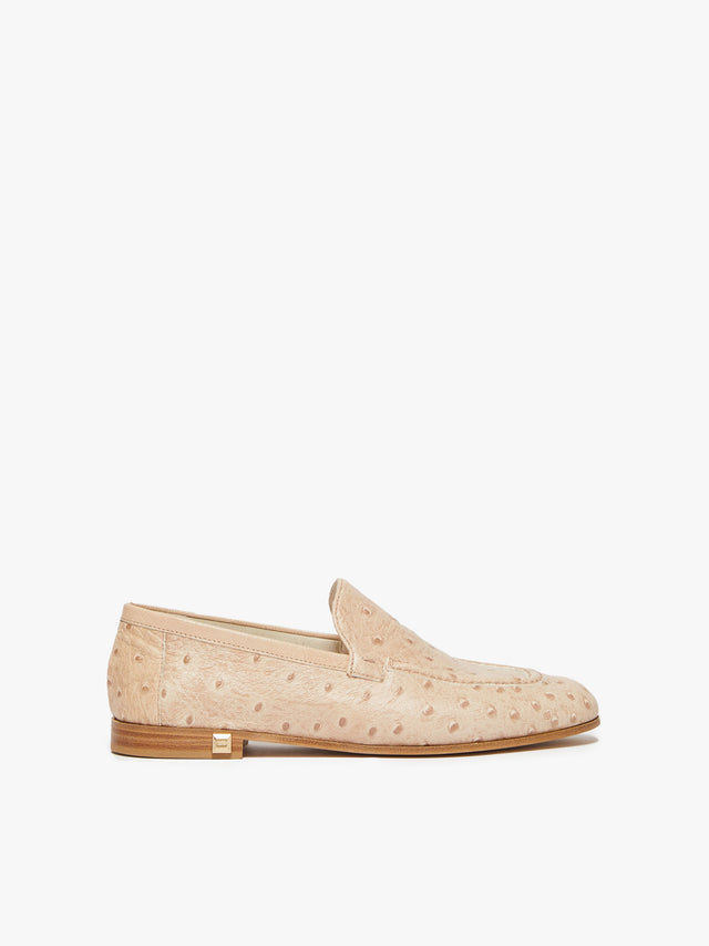 Ostrich-print leather loafers