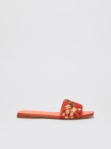 Printed silk slide sandals