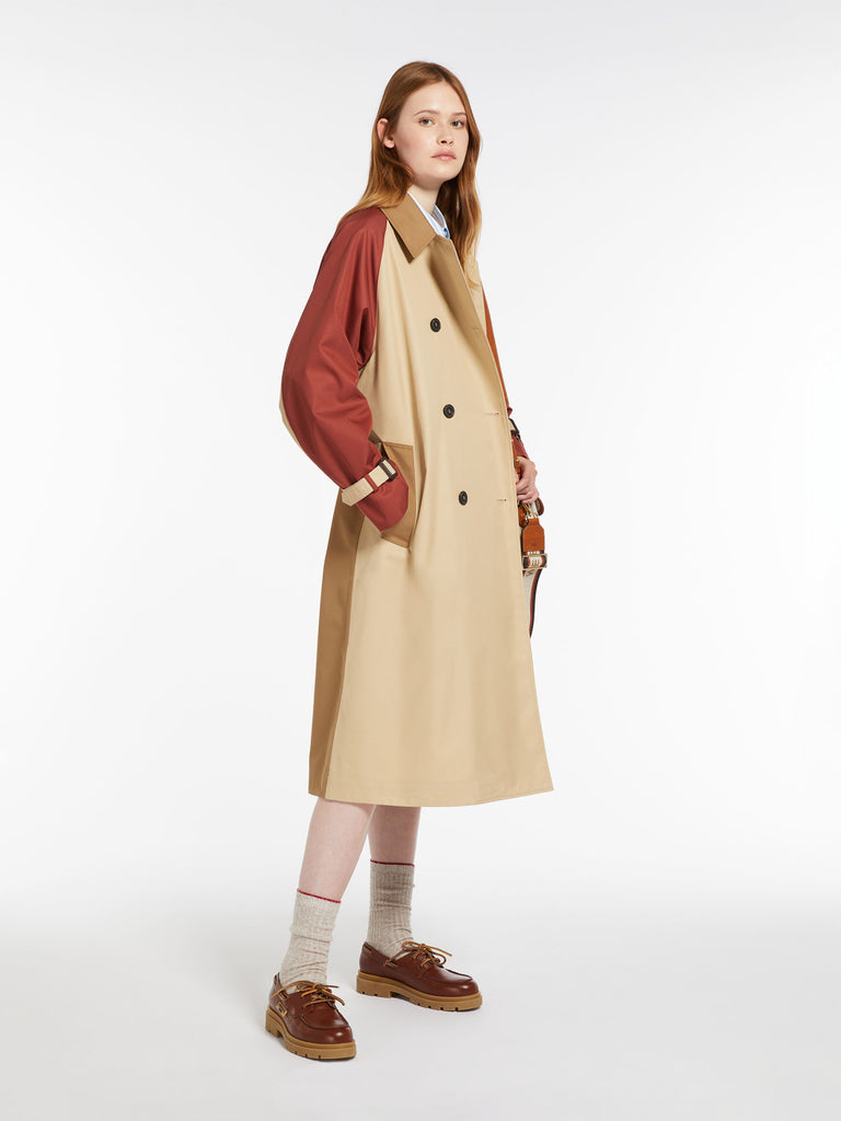 Reversible water-repellent fabric trench coat