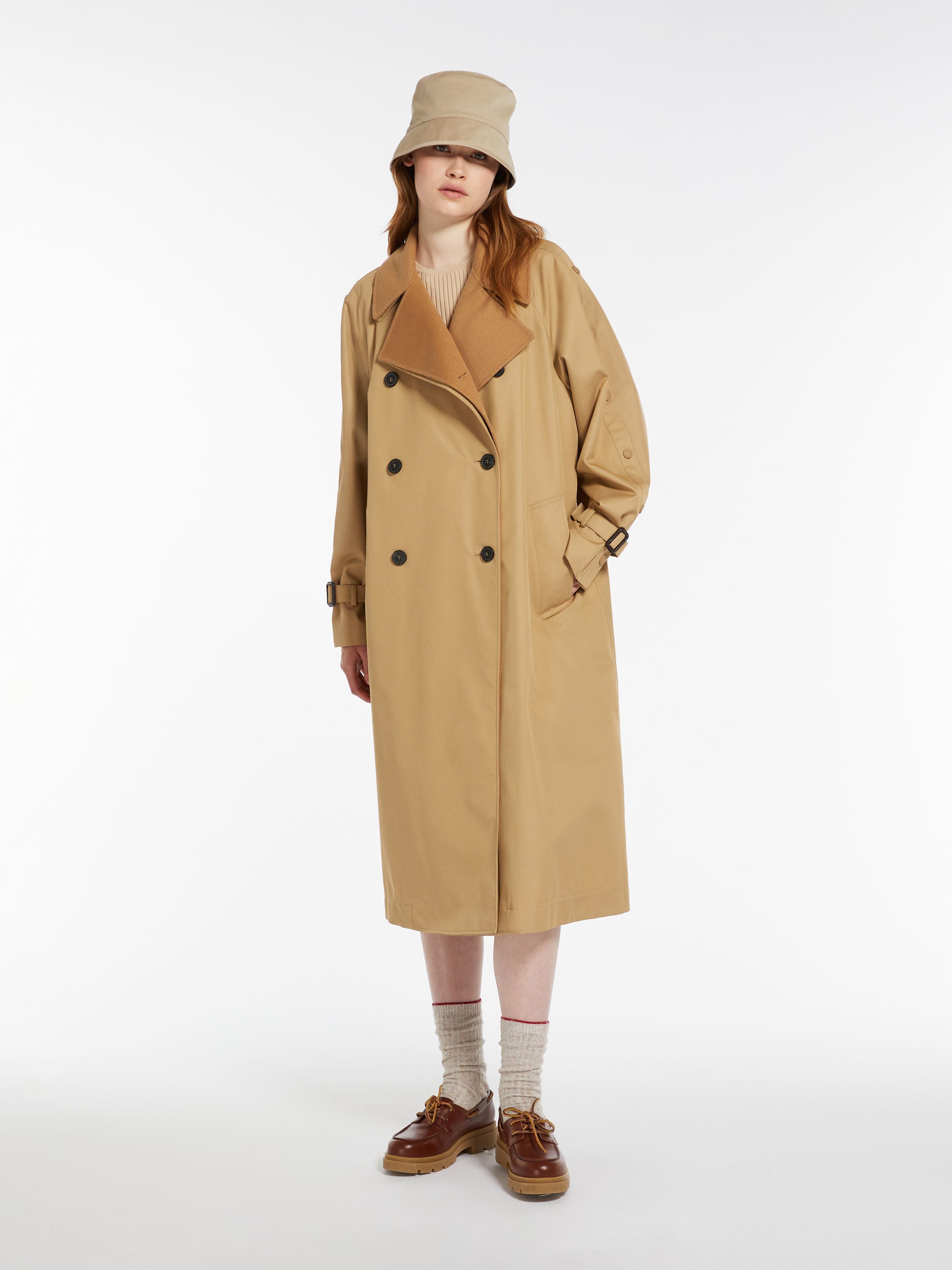 Belted water-repellent cotton trench coat