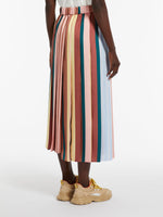 Pleated printed twill skirt