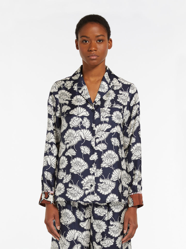 Printed silk pyjama shirt
