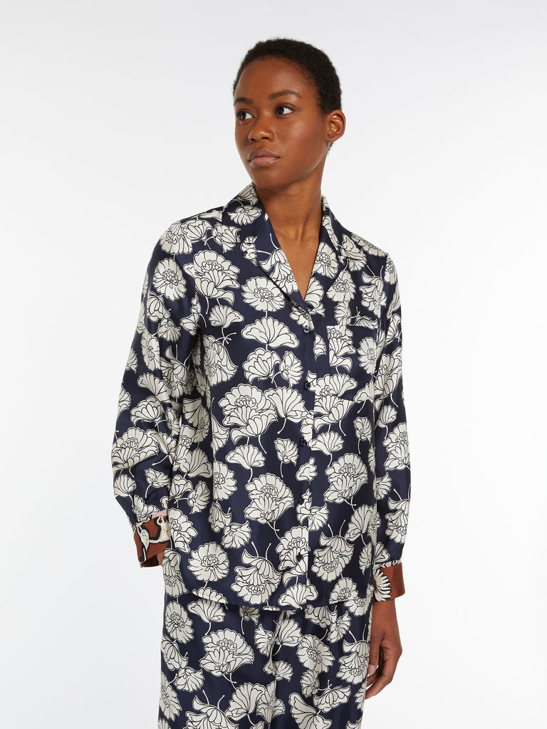 Printed silk pyjama shirt