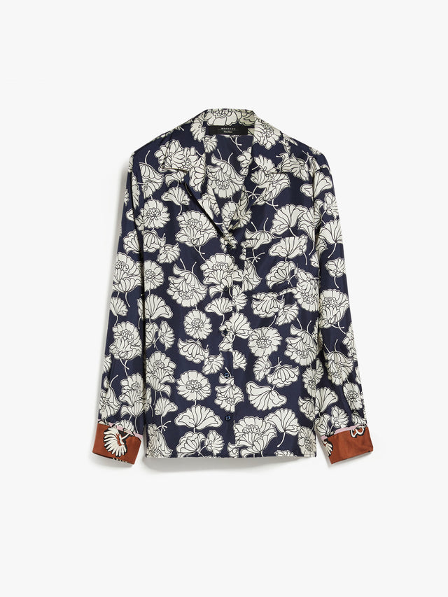 Printed silk pyjama shirt