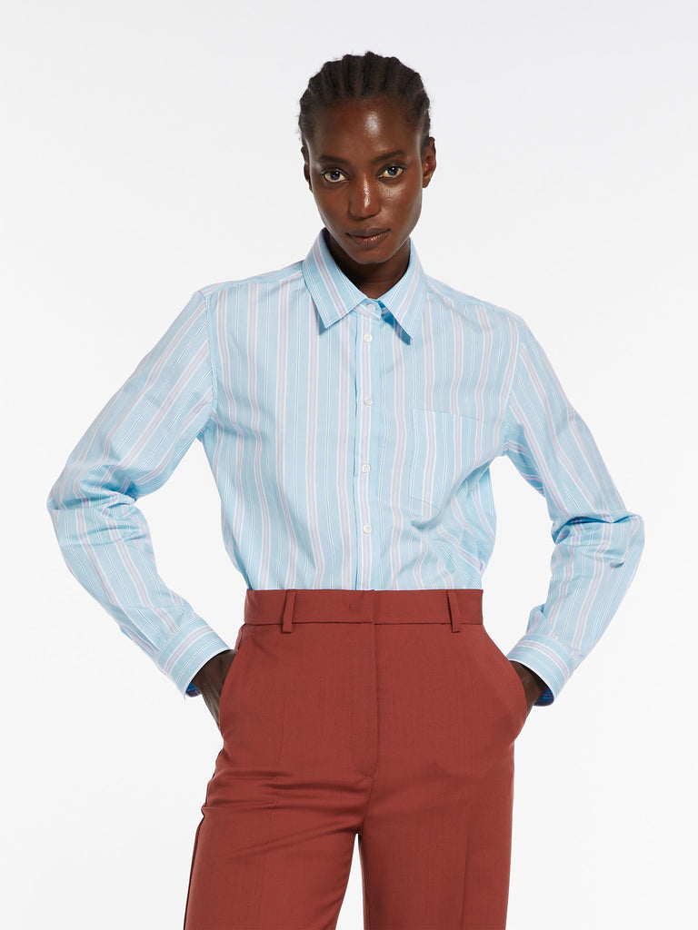 Striped poplin shirt