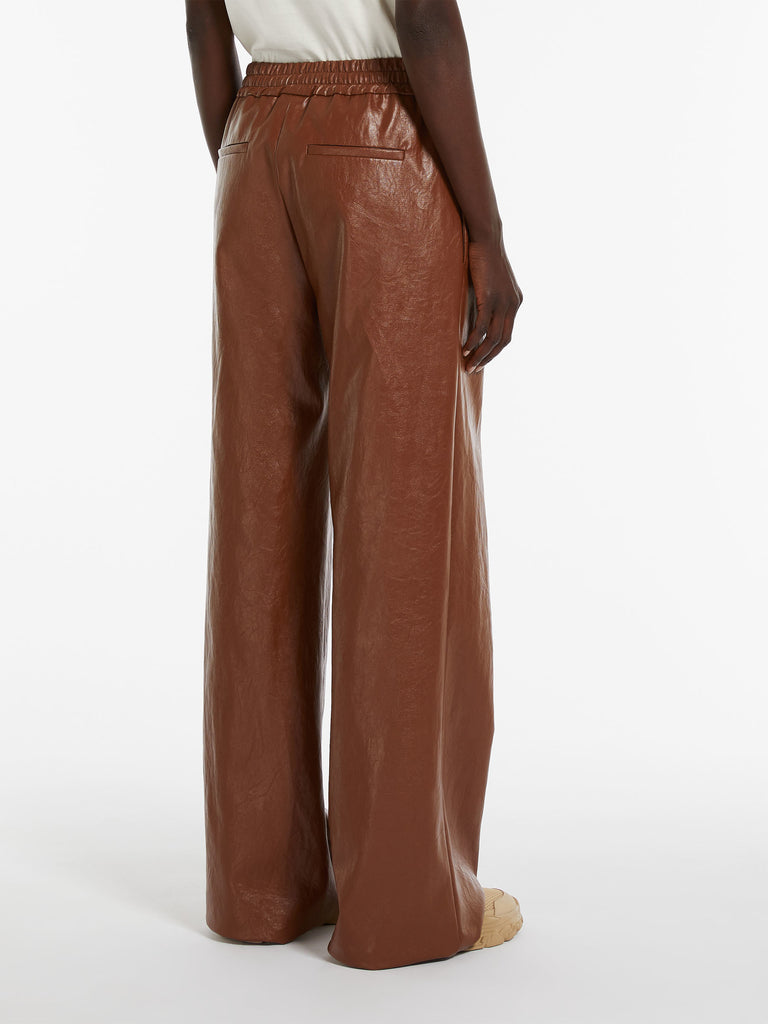 Coated fabric palazzo trousers