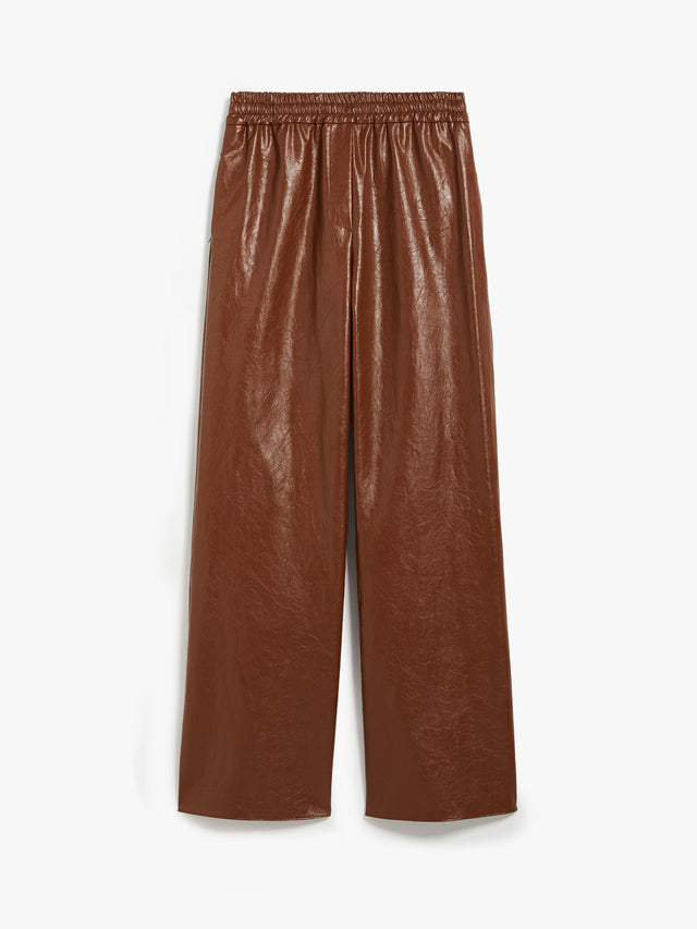 Coated fabric palazzo trousers